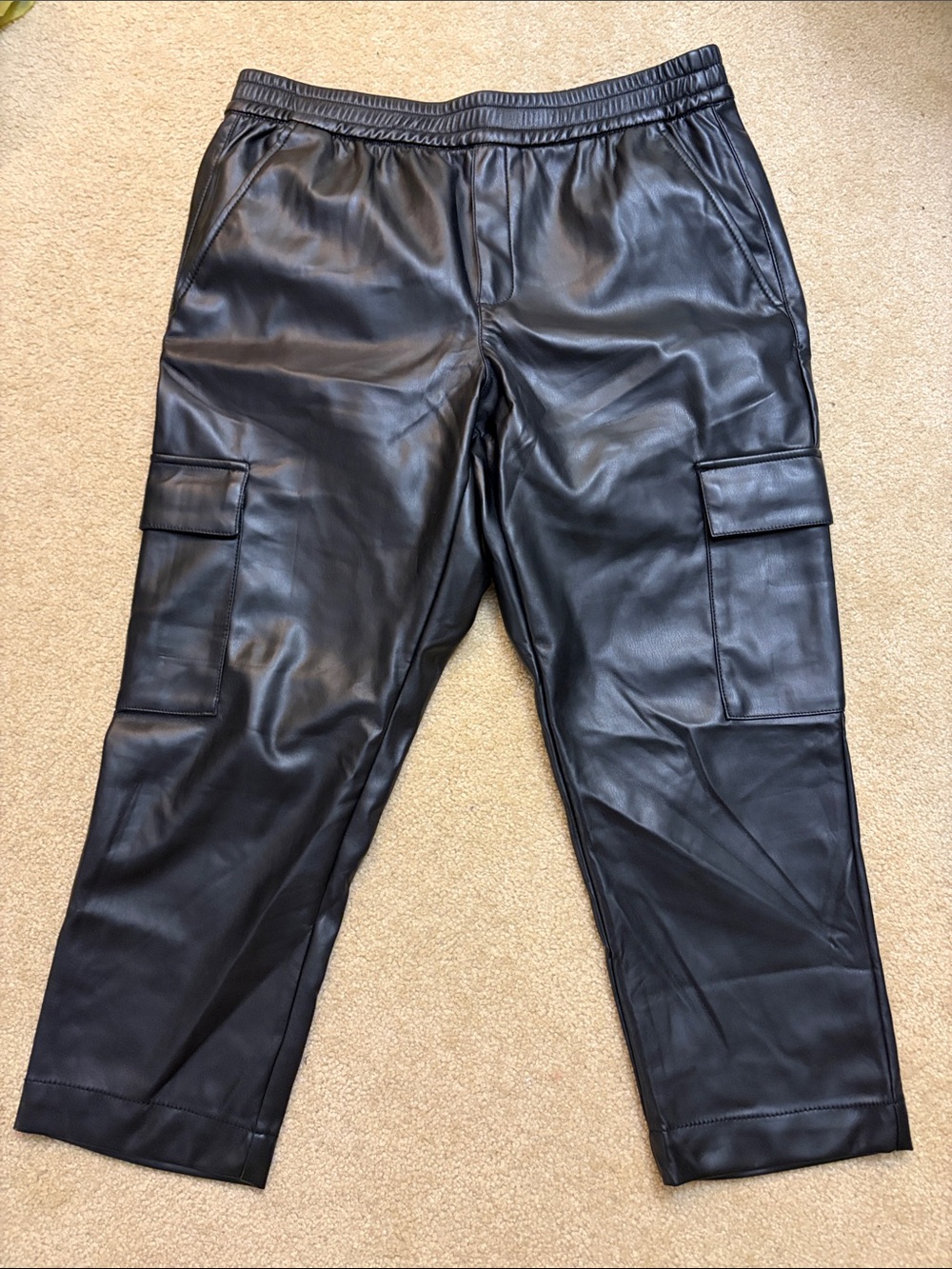 GAP Women's Black Faux Leather Cargo Ankle Pants